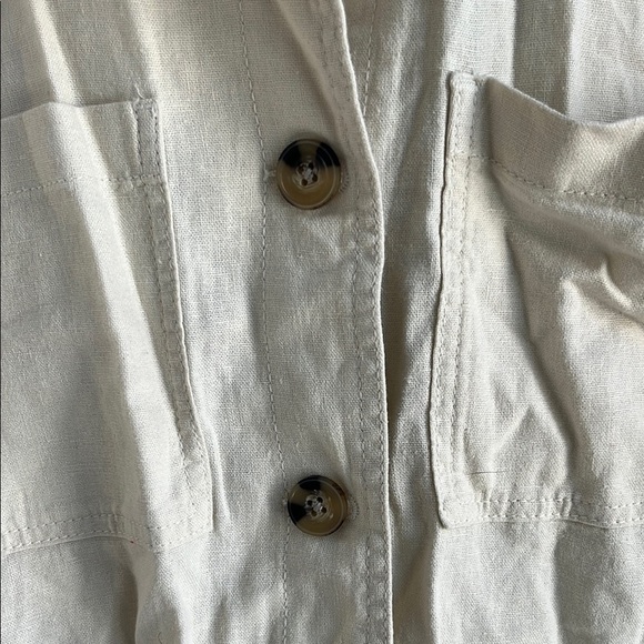 NWT DIP Cream Linen Women's Relaxed Fit Casual Utility Jacket Button Up Medium - Picture 4 of 15